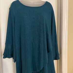 I N STUDIO TEAL KNIT TOP/SWEATER, Size XL